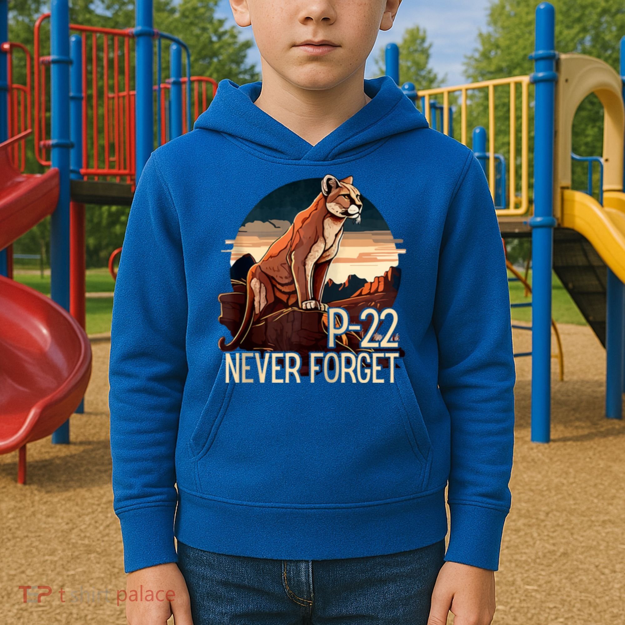 P22 Mountain Lion Never Forget P22 Kids Hoodie