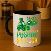 Pushing My Luck Funny Wheel Loader St Paddy’S Day Meaningful Gift Coffee Mug thumb 4
