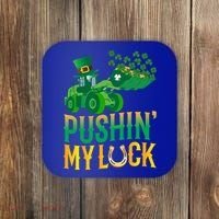 Pushing My Luck Funny Wheel Loader St Paddy’S Day Meaningful Gift Coaster thumb 0