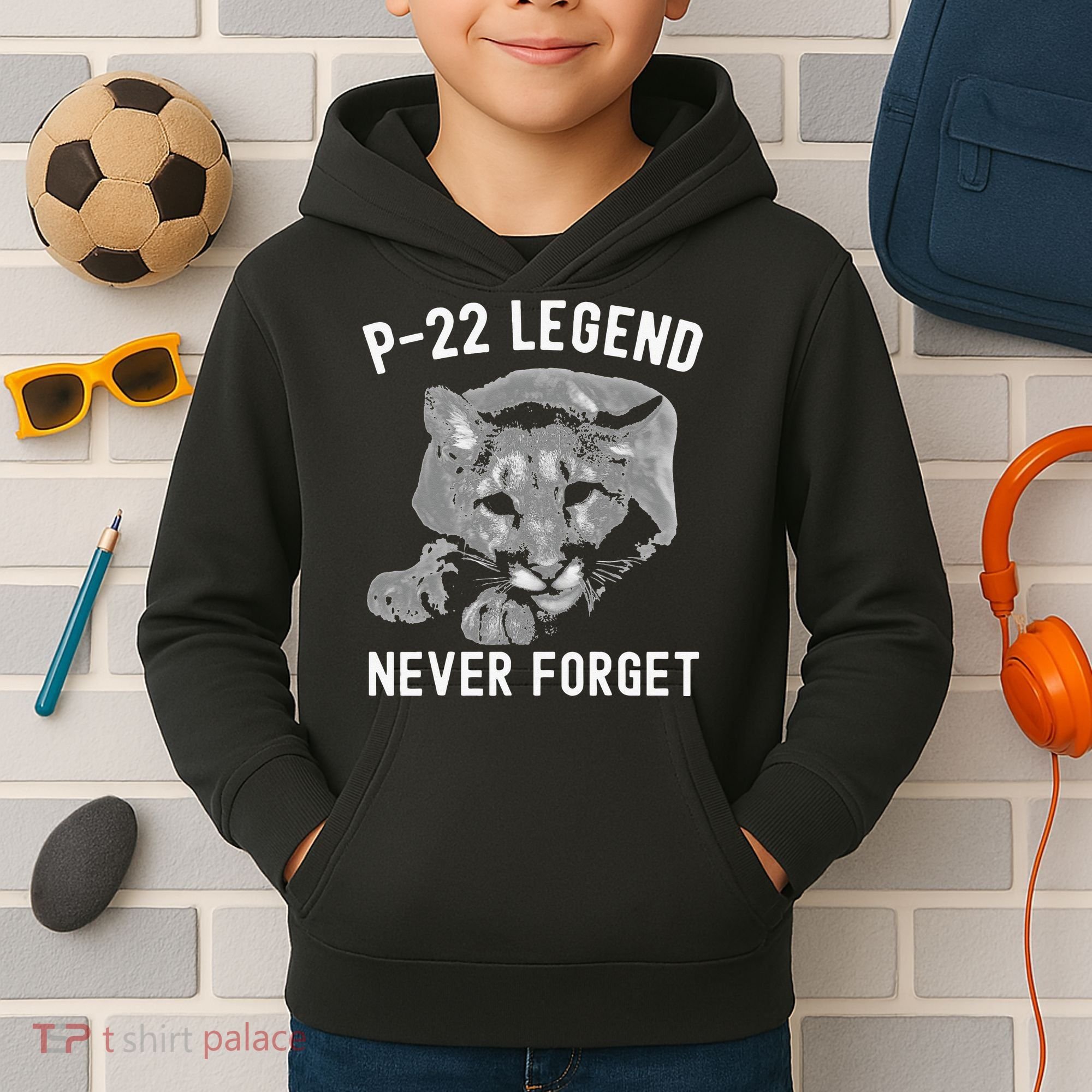 P-22 Mountain Lion Never Forget P-22 Exotic Animals Kids Hoodie