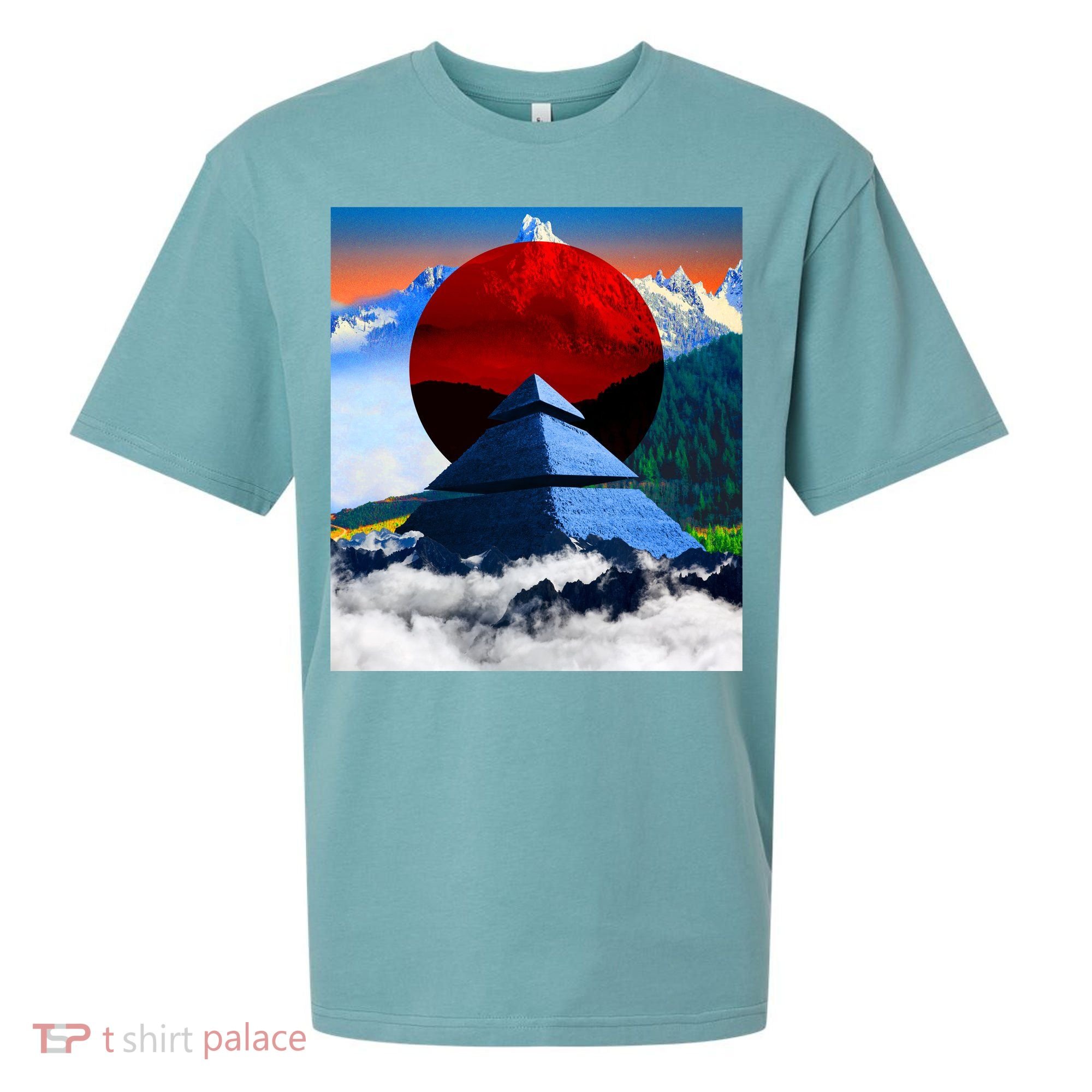 Pyramid Mountain Landscape Art Sueded Cloud Jersey T-Shirt