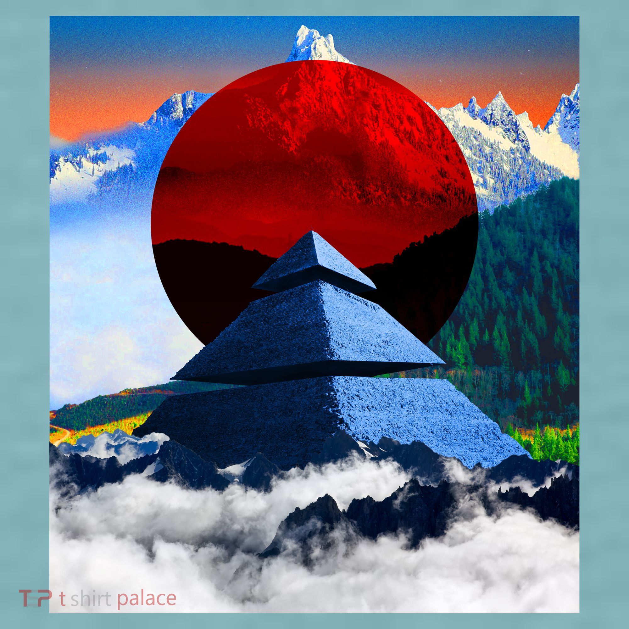 Pyramid Mountain Landscape Art Sueded Cloud Jersey T-Shirt