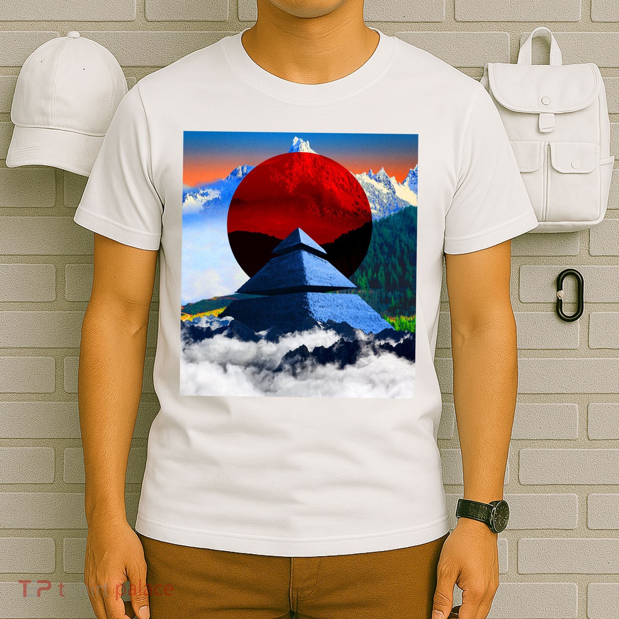Pyramid Mountain Landscape Art T-Shirt