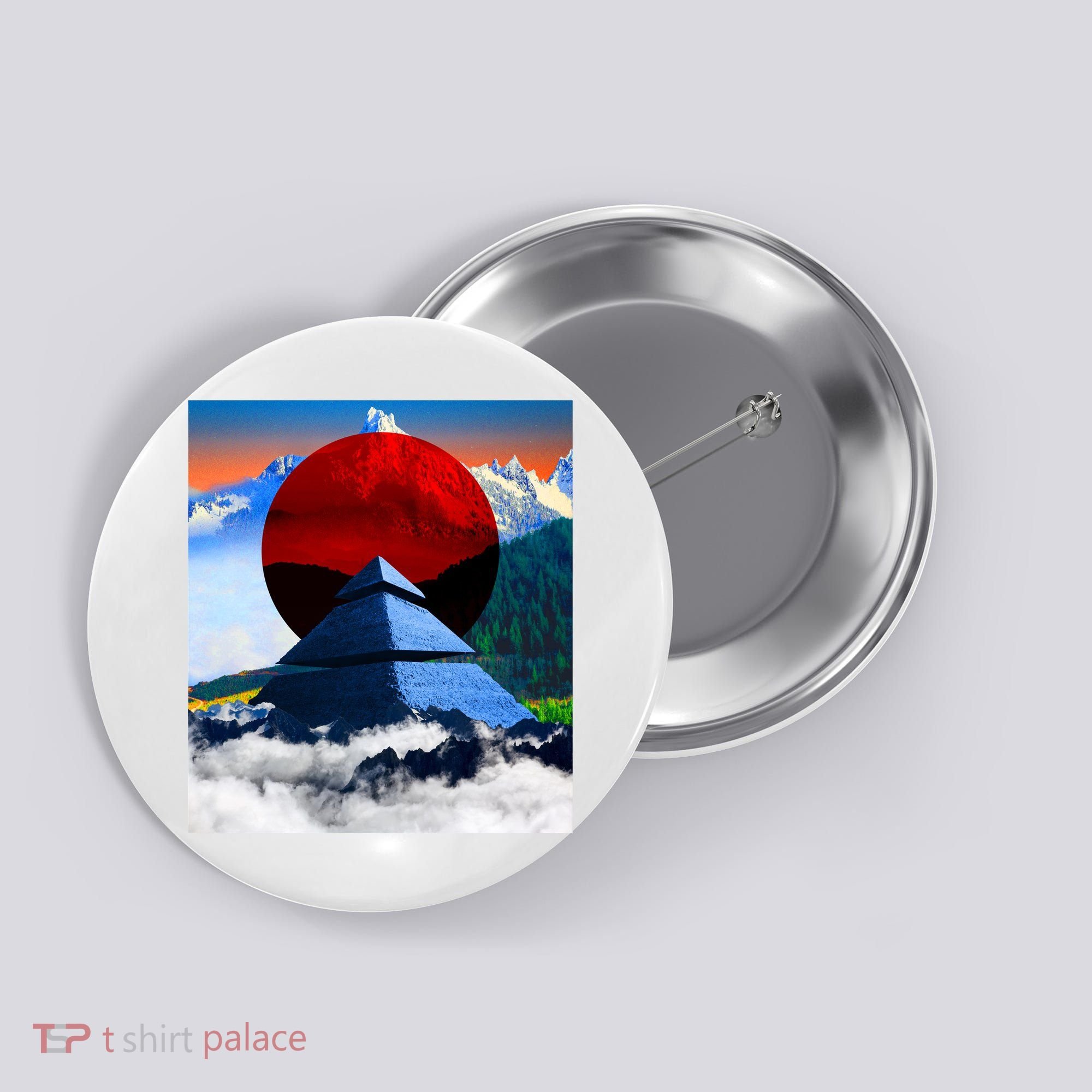 Pyramid Mountain Landscape Art Button