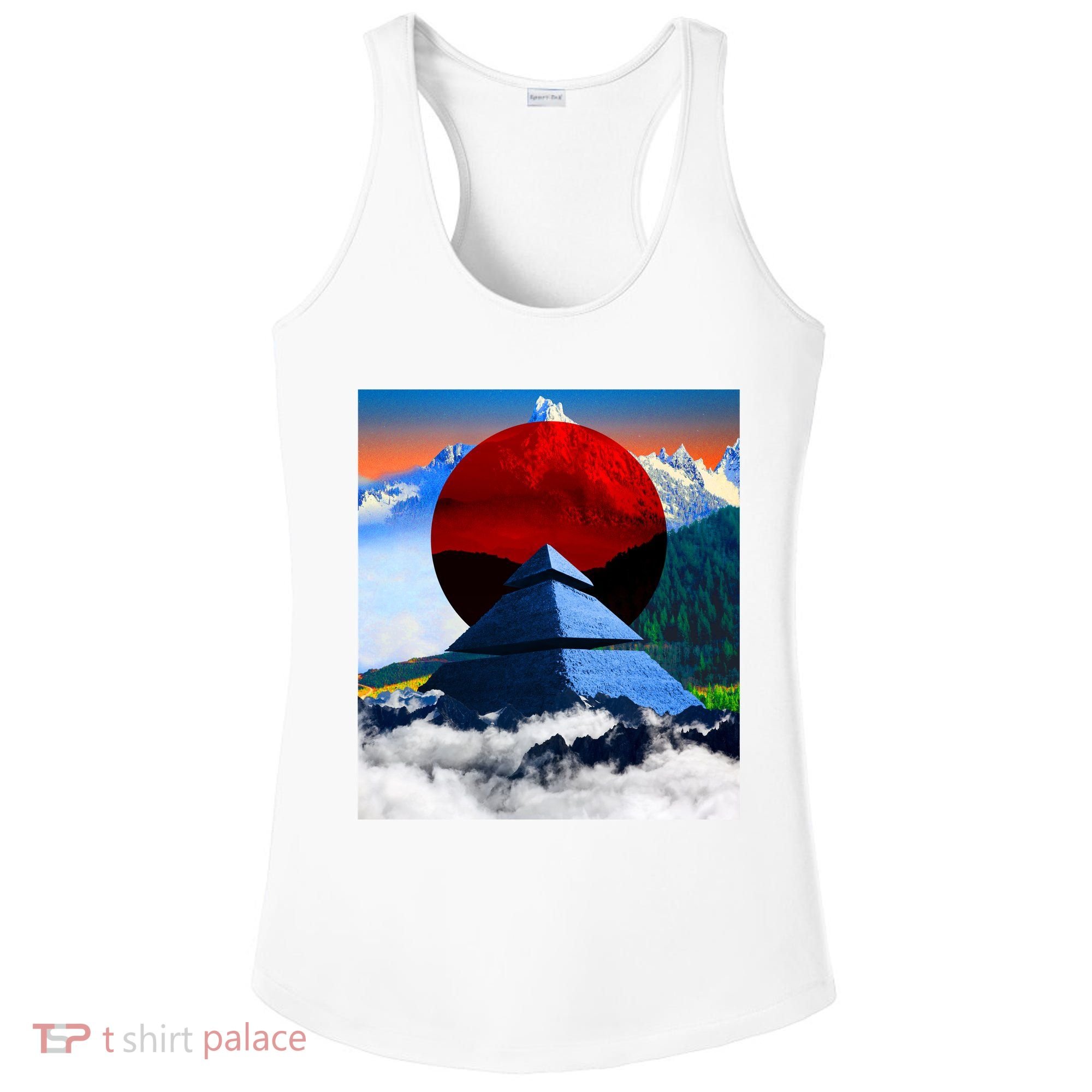 Pyramid Mountain Landscape Art Ladies PosiCharge Competitor Racerback Tank