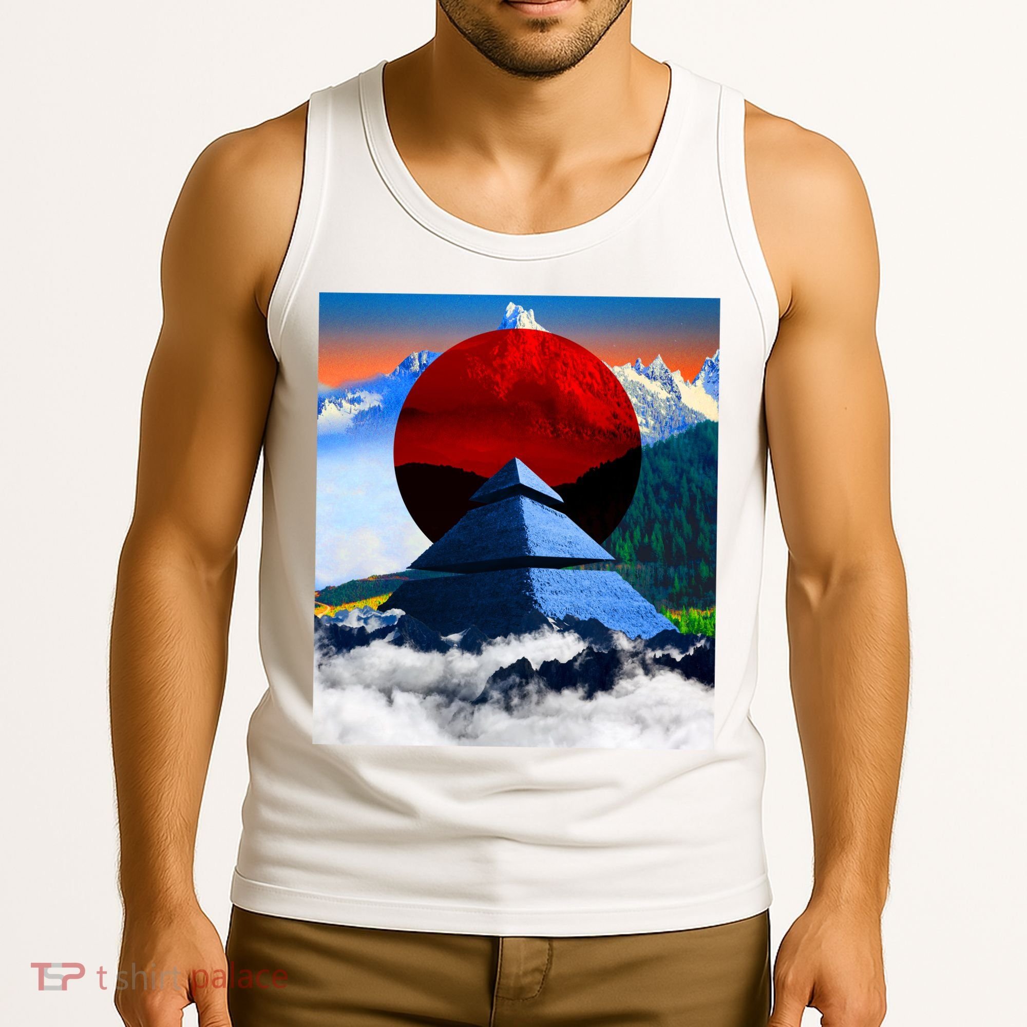Pyramid Mountain Landscape Art Tank Top