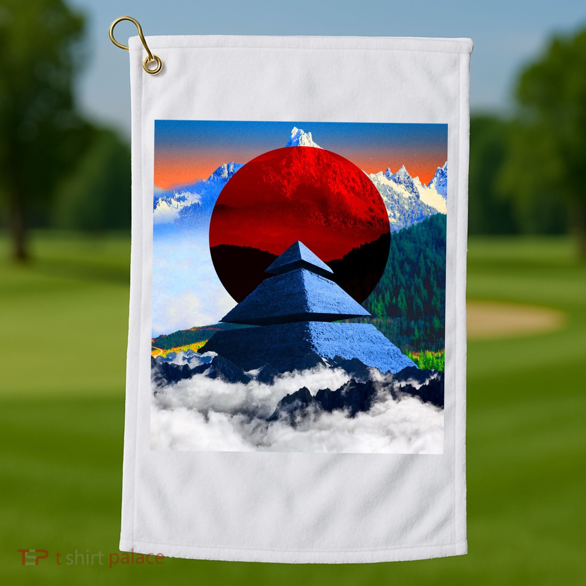 Pyramid Mountain Landscape Art Golf Towel
