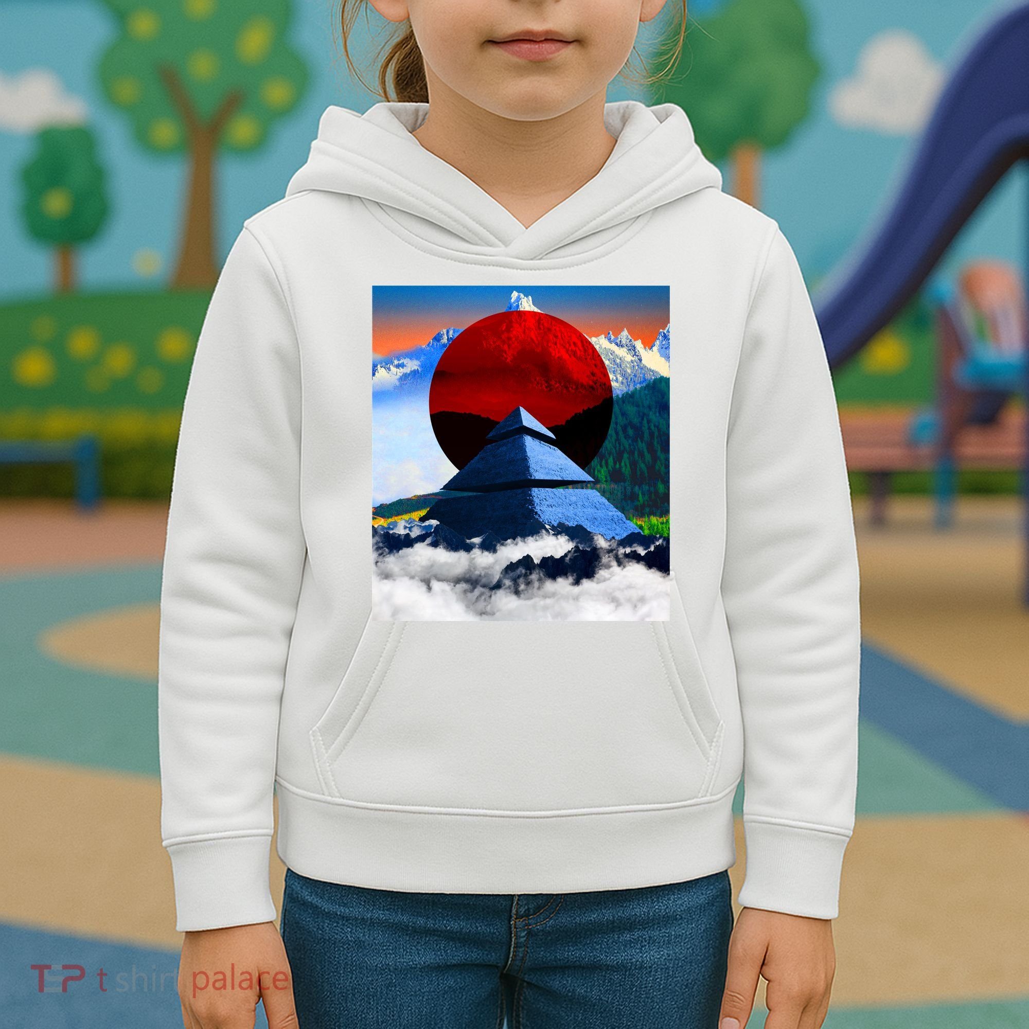 Pyramid Mountain Landscape Art Kids Hoodie