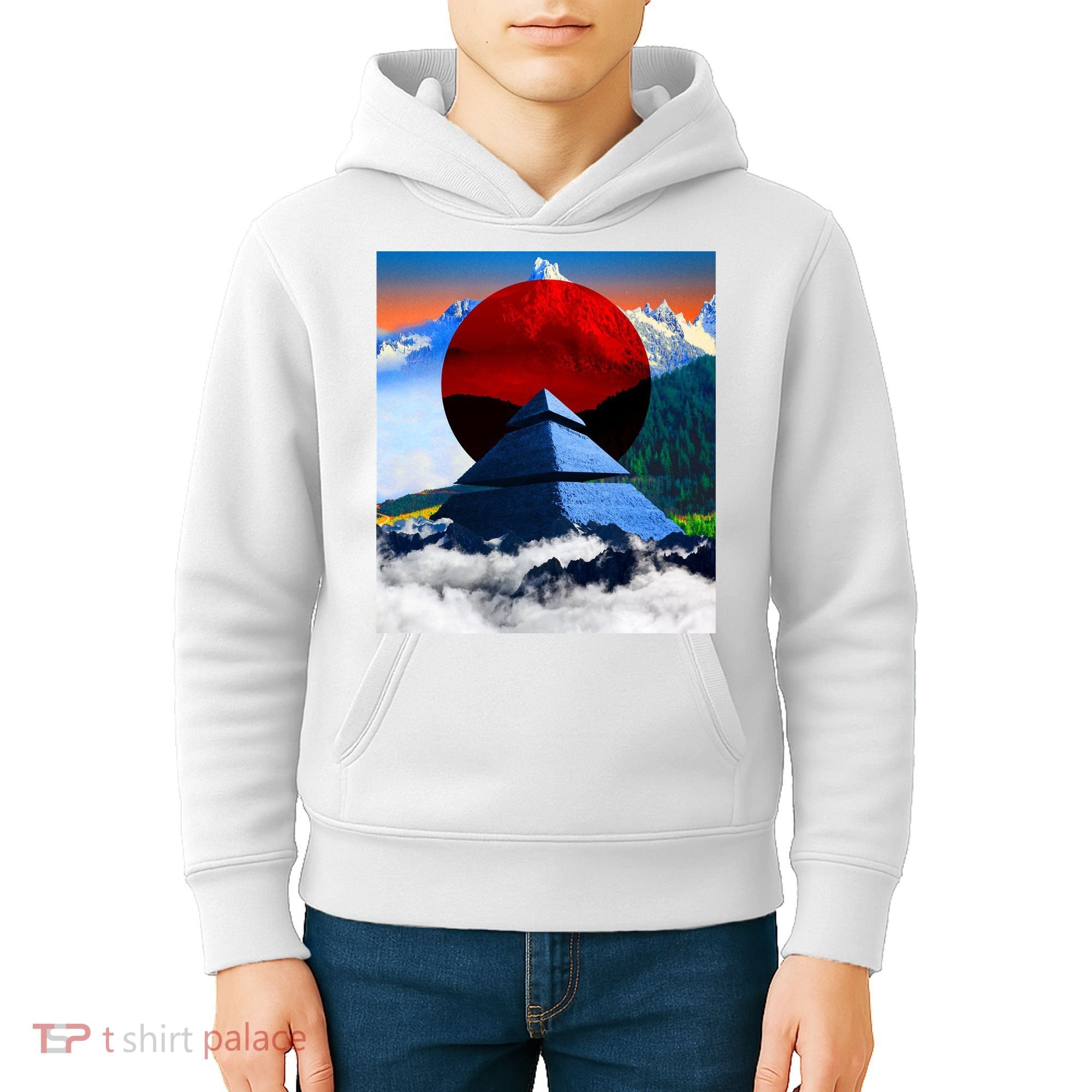 Pyramid Mountain Landscape Art Kids Hoodie