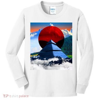 Pyramid Mountain Landscape Art Kids Long Sleeve Shirt