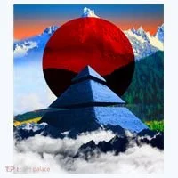 Pyramid Mountain Landscape Art Kids Long Sleeve Shirt thumb 2