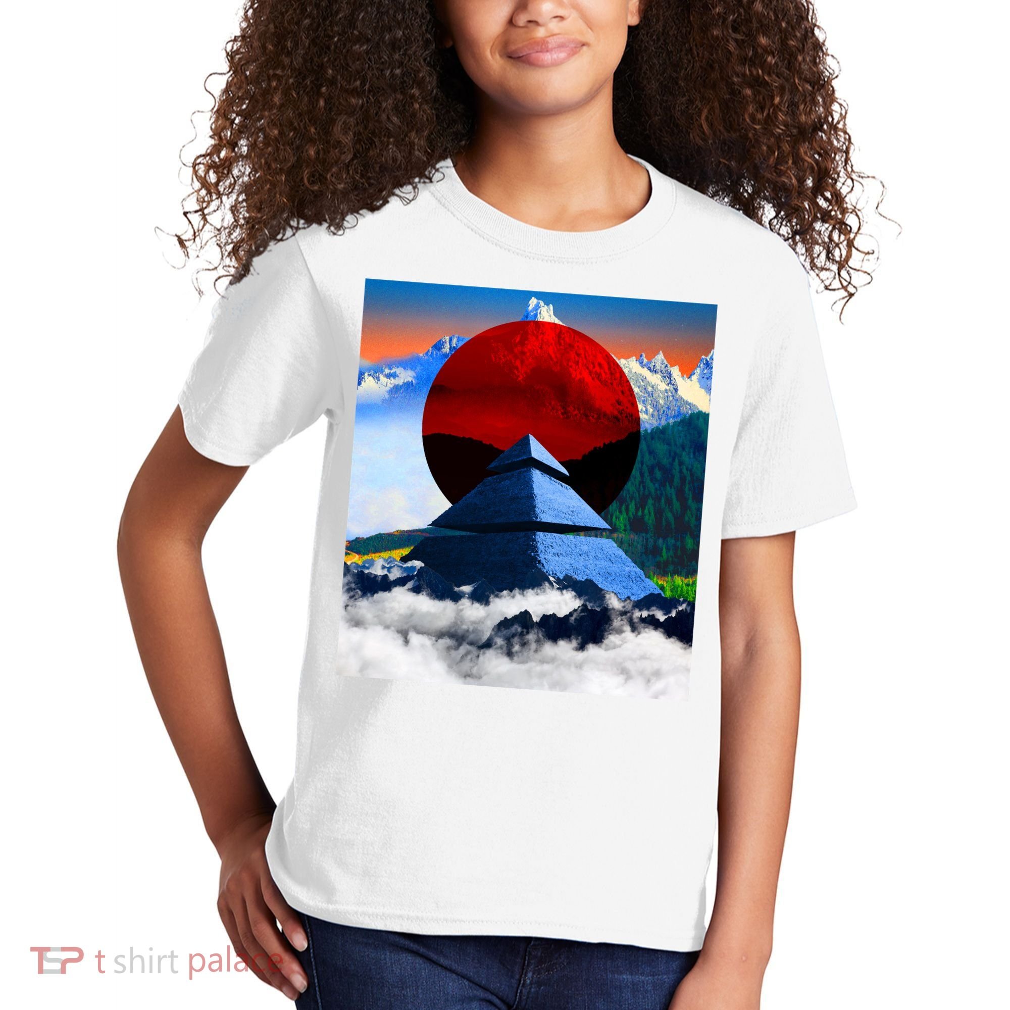 Pyramid Mountain Landscape Art Kids T-Shirt