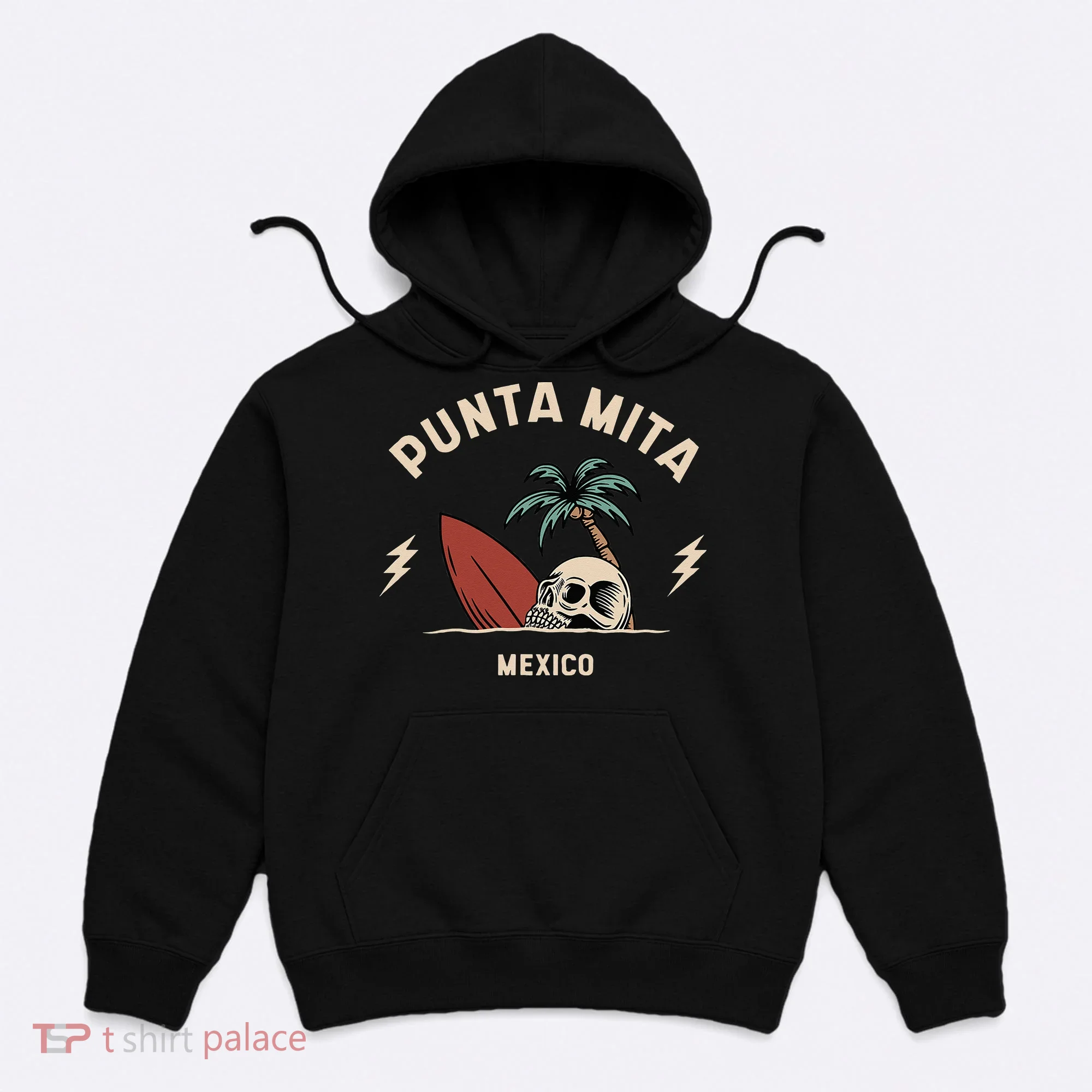 Punta Mita Mexico Vintage Surfing Skeleton Skull Hoodie