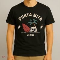 Punta Mita Mexico Vintage Surfing Skeleton Skull T-Shirt thumb 3