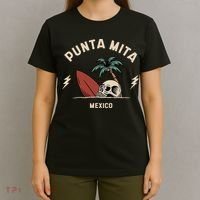 Punta Mita Mexico Vintage Surfing Skeleton Skull T-Shirt thumb 4