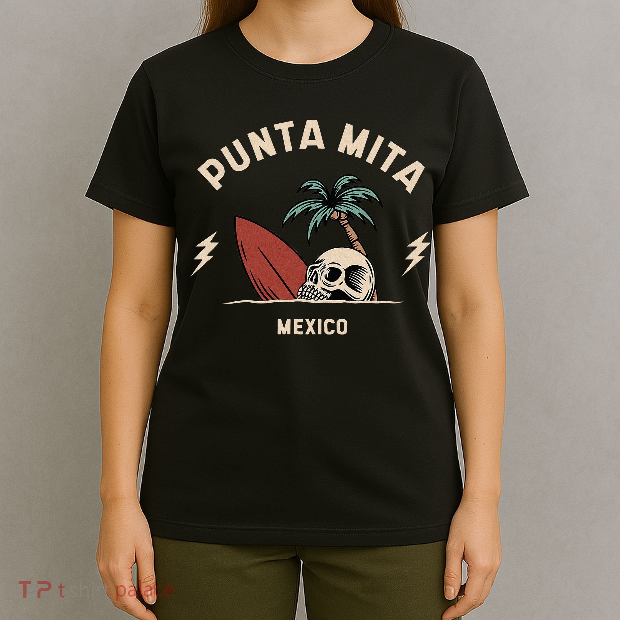 Punta Mita Mexico Vintage Surfing Skeleton Skull T-Shirt