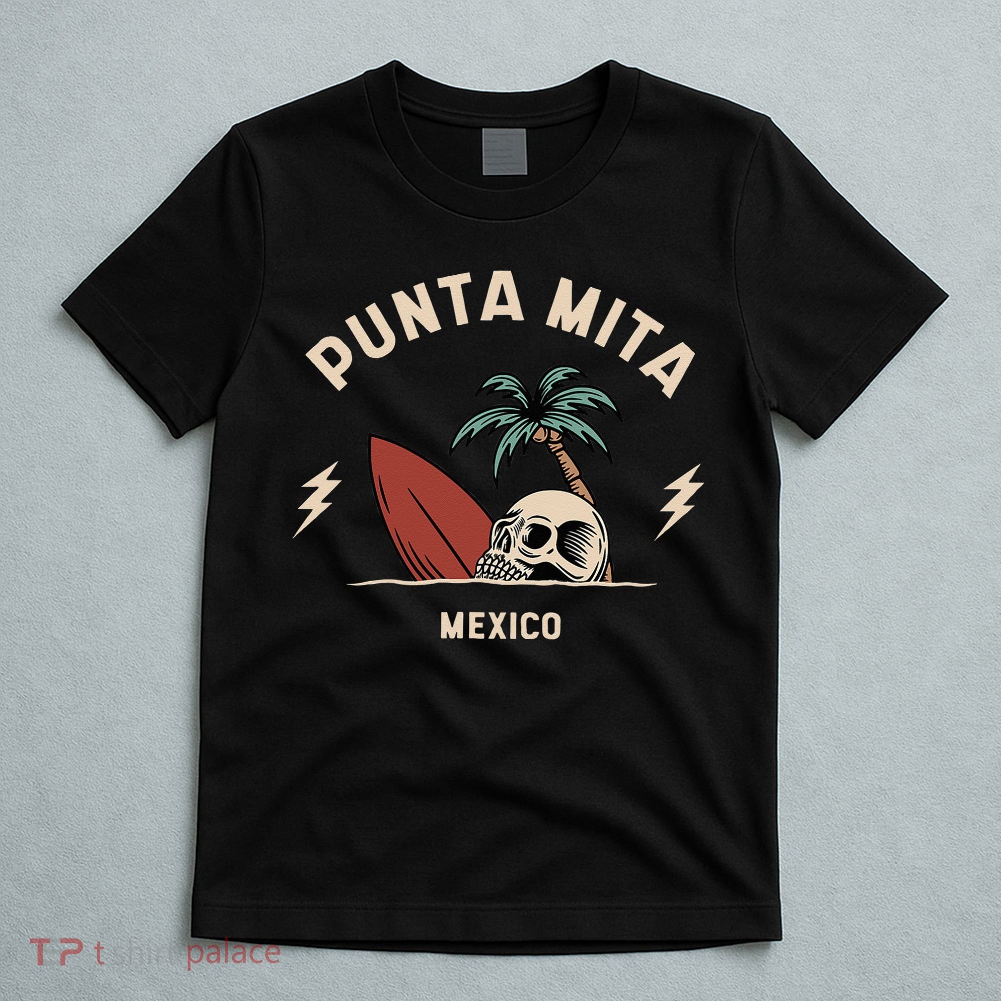 Punta Mita Mexico Vintage Surfing Skeleton Skull T-Shirt