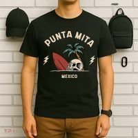 Punta Mita Mexico Vintage Surfing Skeleton Skull T-Shirt thumb 6