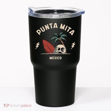 Punta Mita Mexico Vintage Surfing Skeleton Skull Tumbler