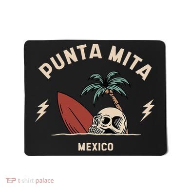 Punta Mita Mexico Vintage Surfing Skeleton Skull Mousepad