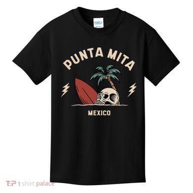 Punta Mita Mexico Vintage Surfing Skeleton Skull Kids T-Shirt