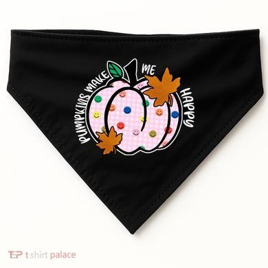 Pumpkins Make Me Happy Cute Fall Autumn USA-Made Doggie Bandana