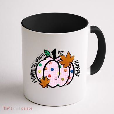 Pumpkins Make Me Happy Cute Fall Autumn Coffee Mug back