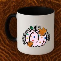Pumpkins Make Me Happy Cute Fall Autumn Coffee Mug thumb 2