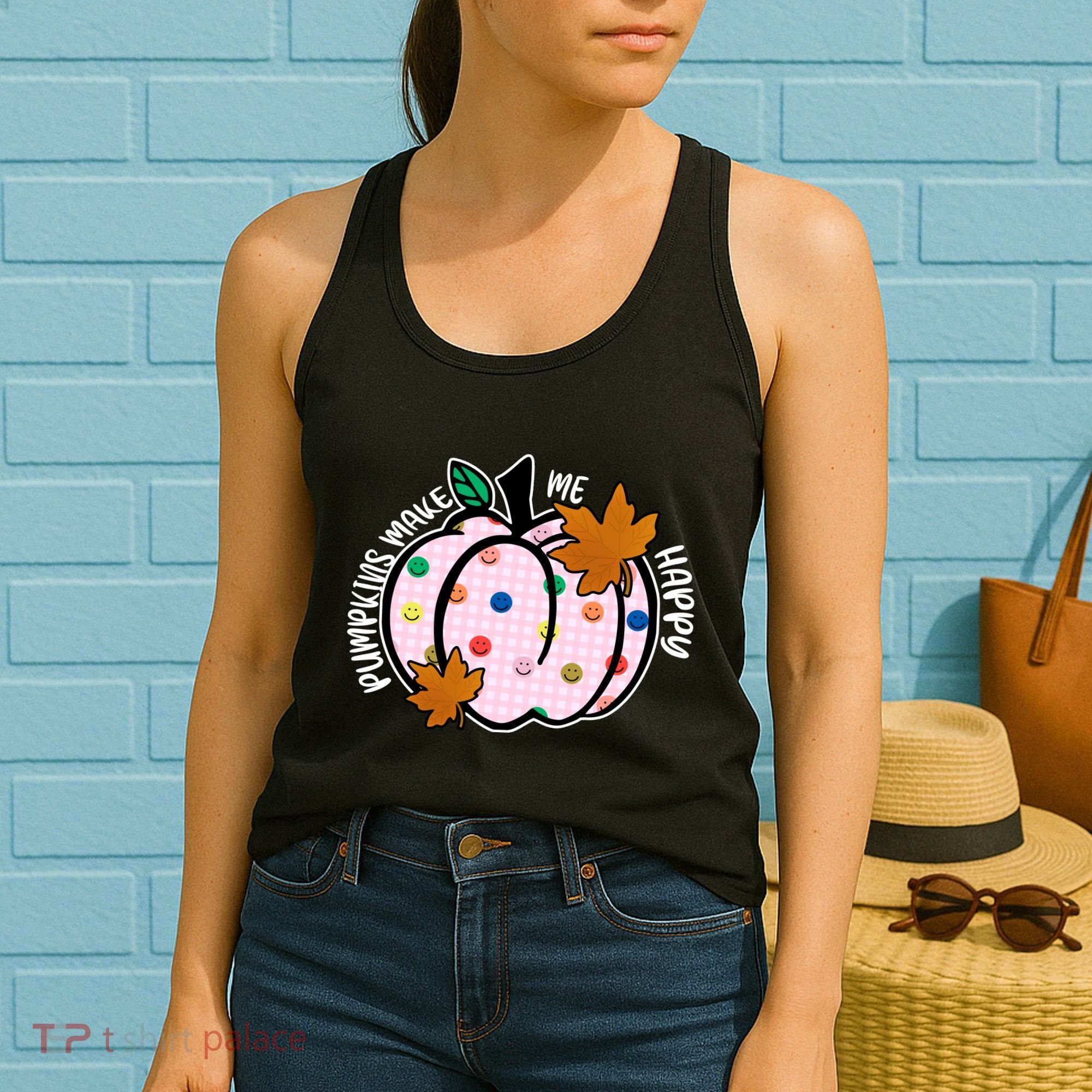 Pumpkins Make Me Happy Cute Fall Autumn Women's Tank Top