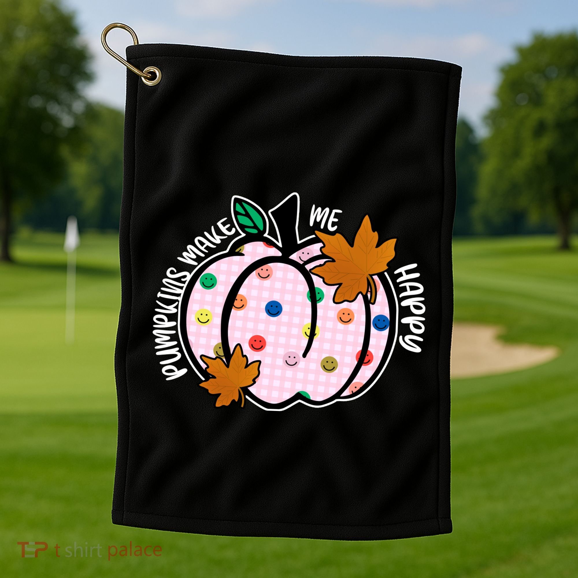 Pumpkins Make Me Happy Cute Fall Autumn Golf Towel