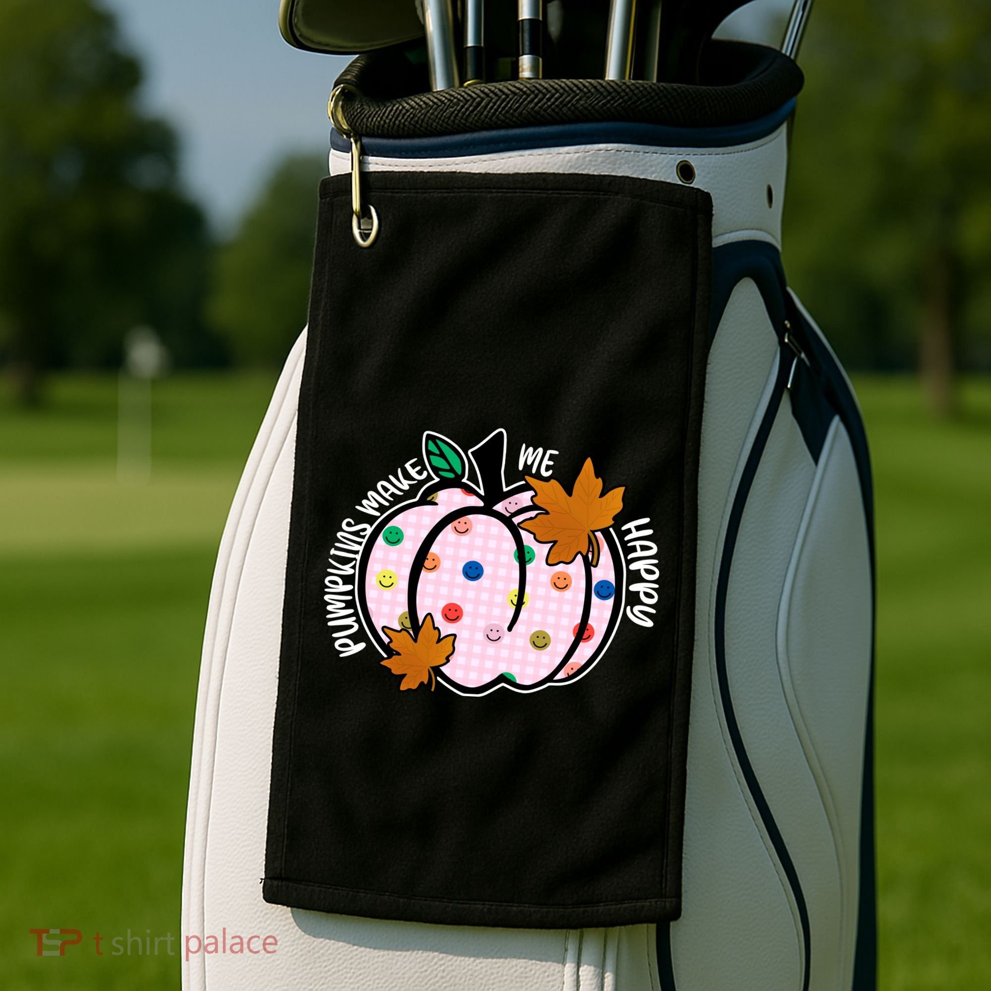 Pumpkins Make Me Happy Cute Fall Autumn Golf Towel