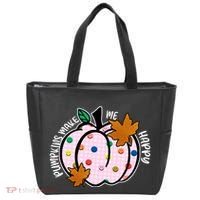 Pumpkins Make Me Happy Cute Fall Autumn Tote Bag thumb 0