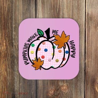 Pumpkins Make Me Happy Cute Fall Autumn Coaster