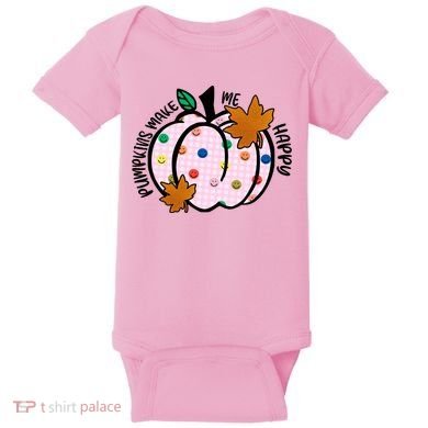 Pumpkins Make Me Happy Cute Fall Autumn Baby Bodysuit