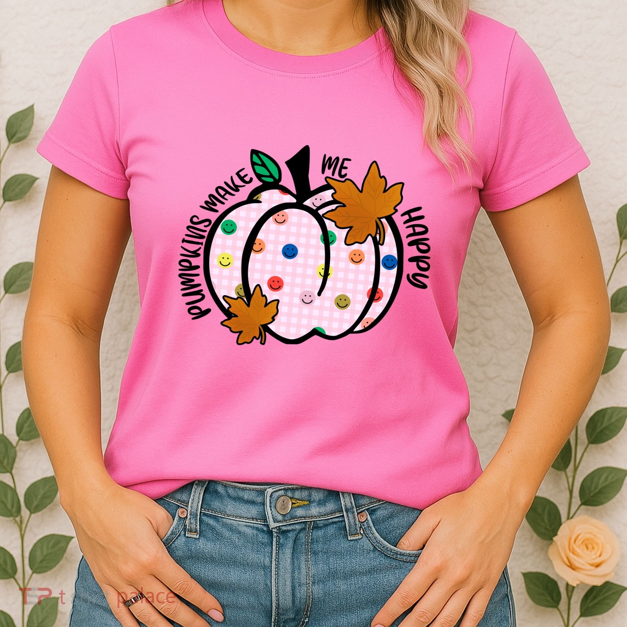 Pumpkins Make Me Happy Cute Fall Autumn Women's T-Shirt