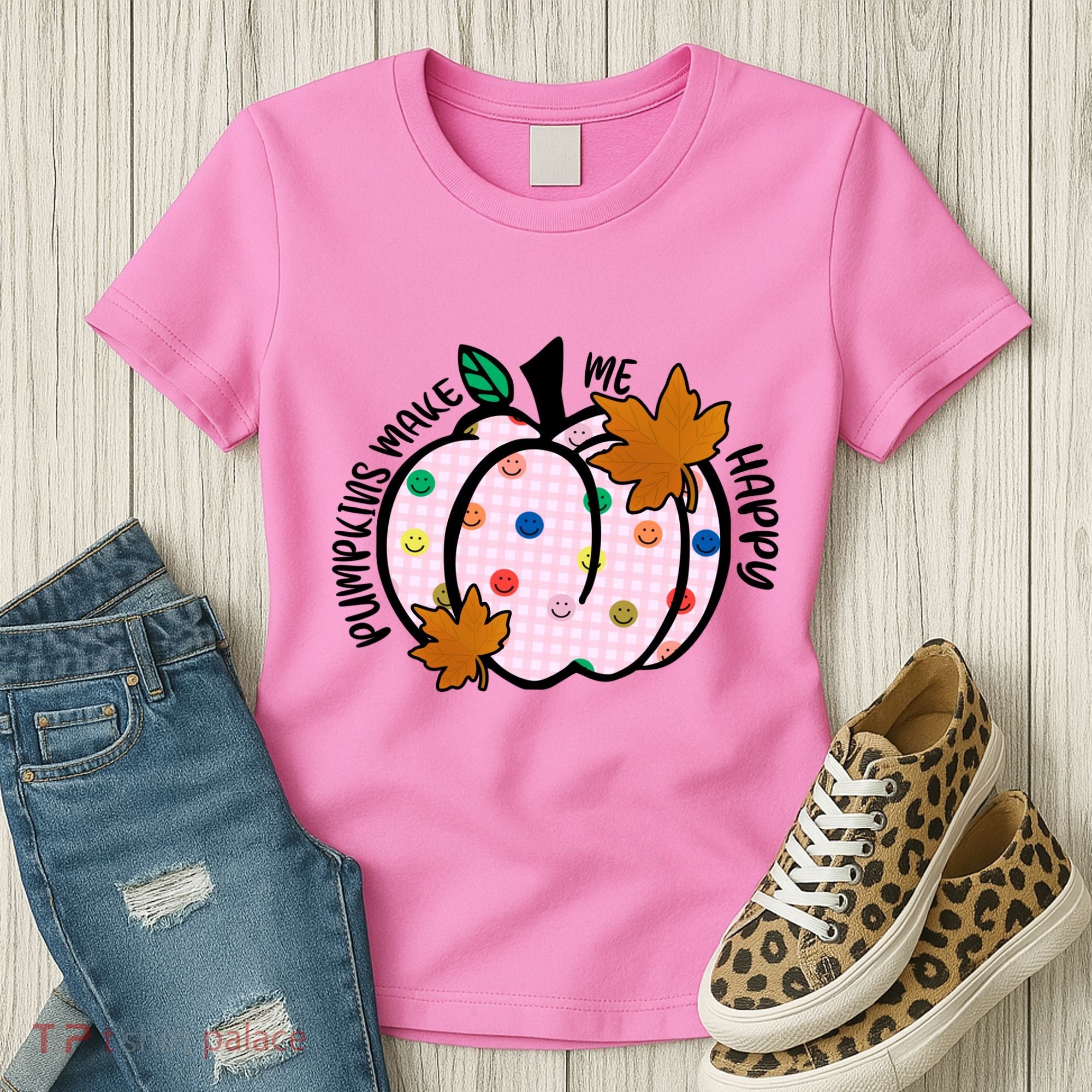 Pumpkins Make Me Happy Cute Fall Autumn Women's T-Shirt