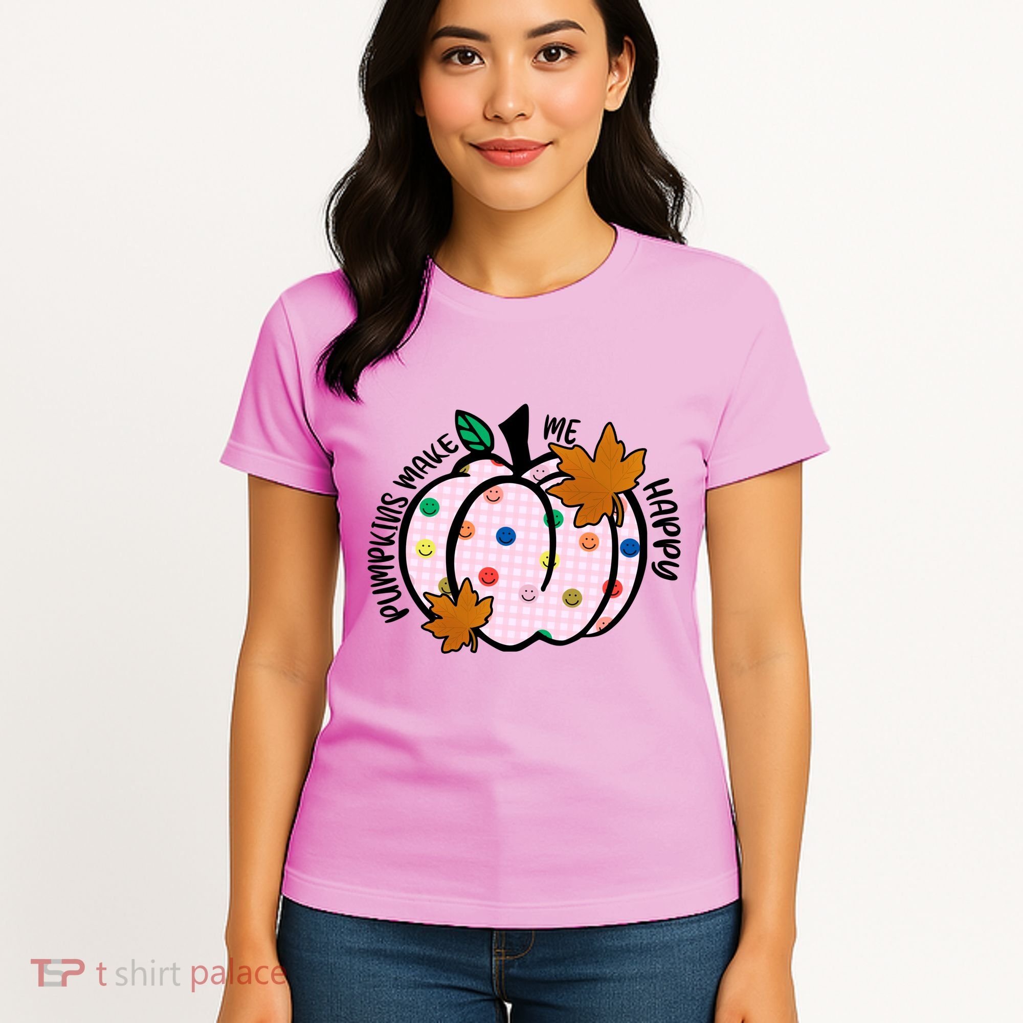 Pumpkins Make Me Happy Cute Fall Autumn Women's T-Shirt