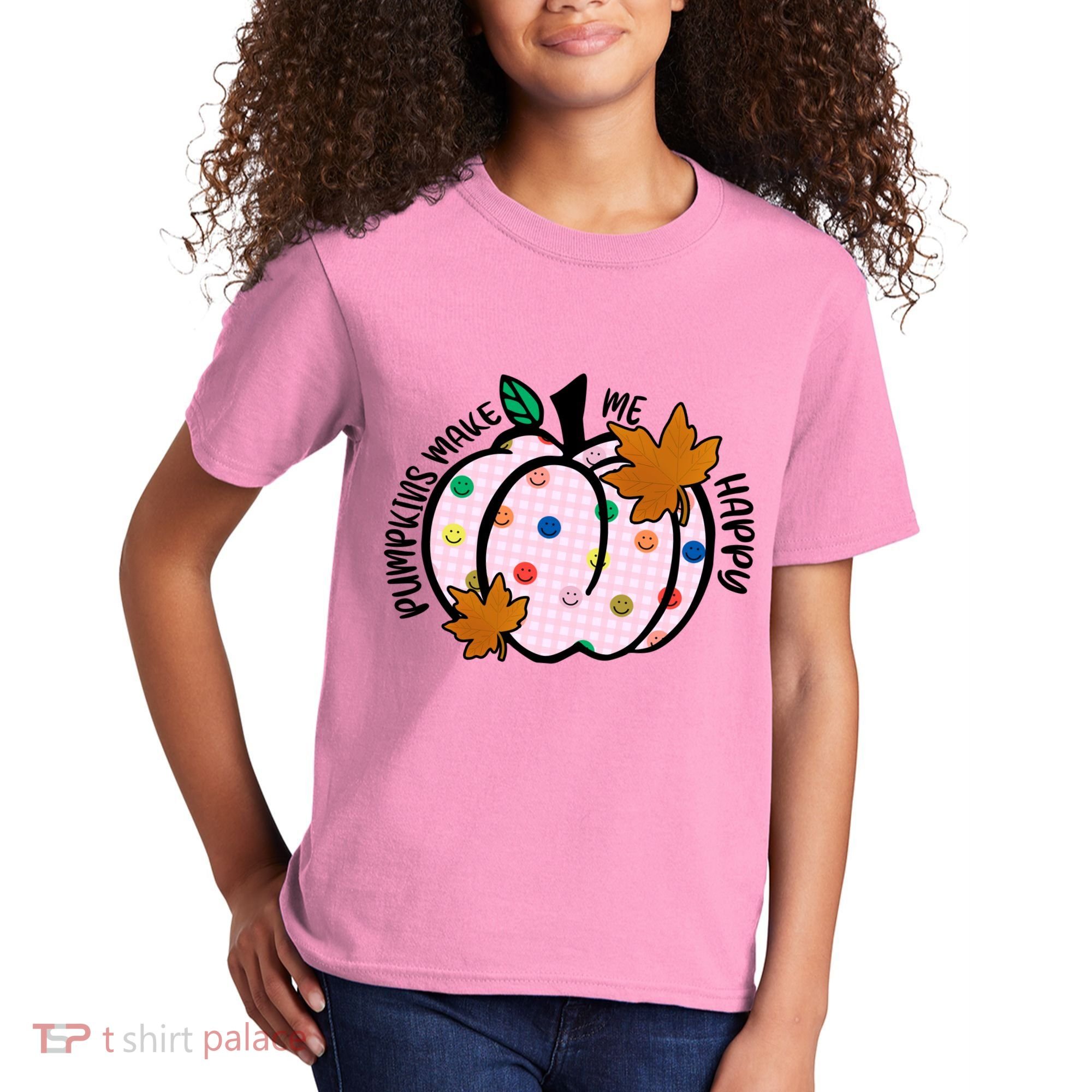 Pumpkins Make Me Happy Cute Fall Autumn Kids T-Shirt