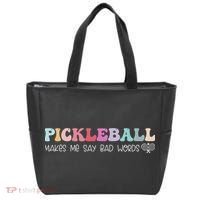 Pickleball Makes Me Say Bad Words, Funny Pickleball Lovers Tote Bag thumb 0