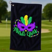 Princess Masquerade Mask Mardi Gras Golf Towel thumb 1