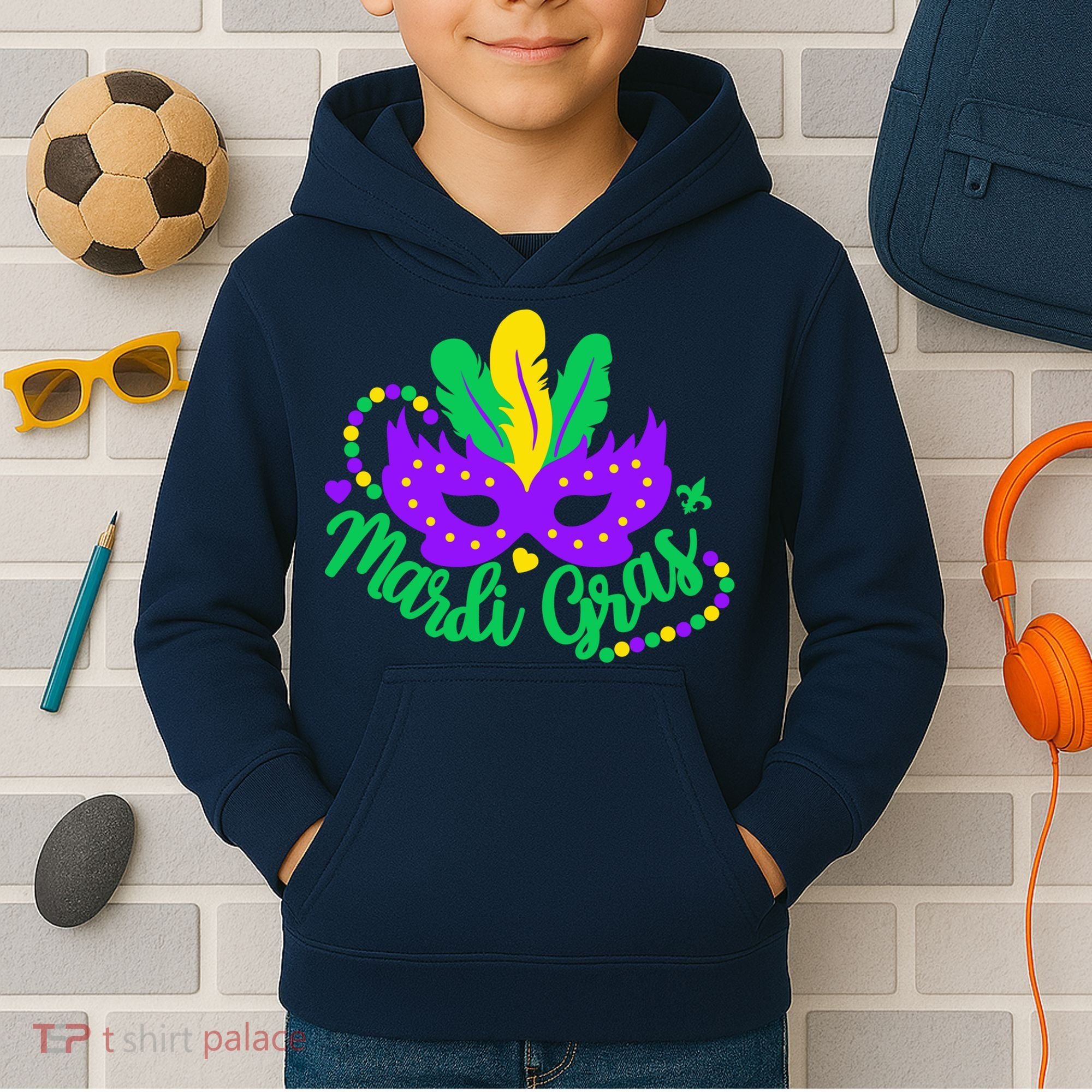 Princess Masquerade Mask Mardi Gras Kids Hoodie