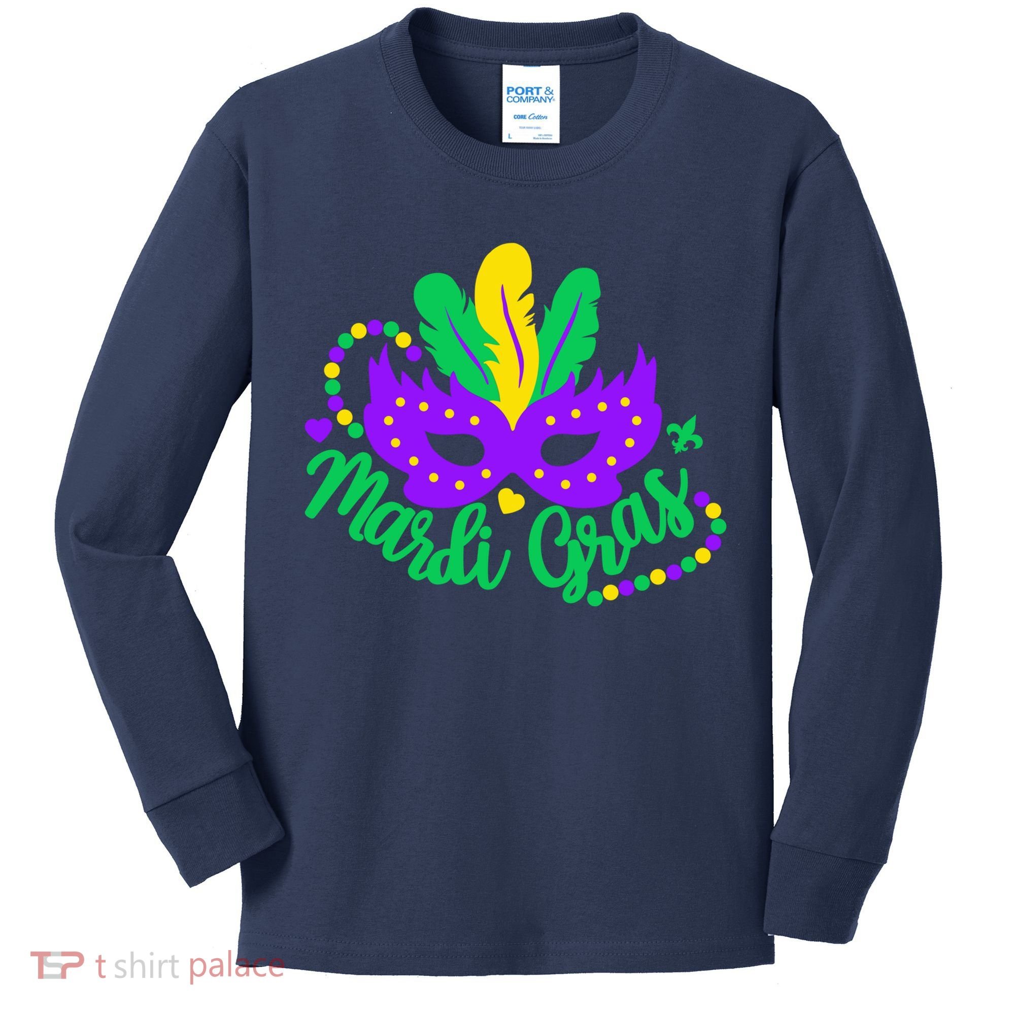 Princess Masquerade Mask Mardi Gras Kids Long Sleeve Shirt