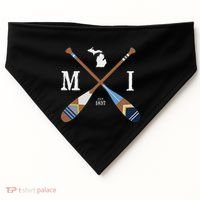 Paddle Mi Michigan Lake Life Painted Oars USA-Made Doggie Bandana thumb 0