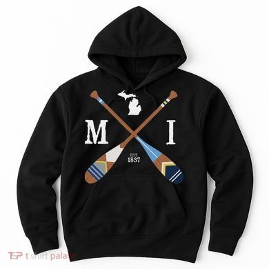 Paddle Mi Michigan Lake Life Painted Oars Hoodie