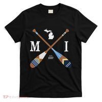 Paddle Mi Michigan Lake Life Painted Oars T-Shirt thumb 0