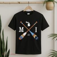 Paddle Mi Michigan Lake Life Painted Oars T-Shirt thumb 2
