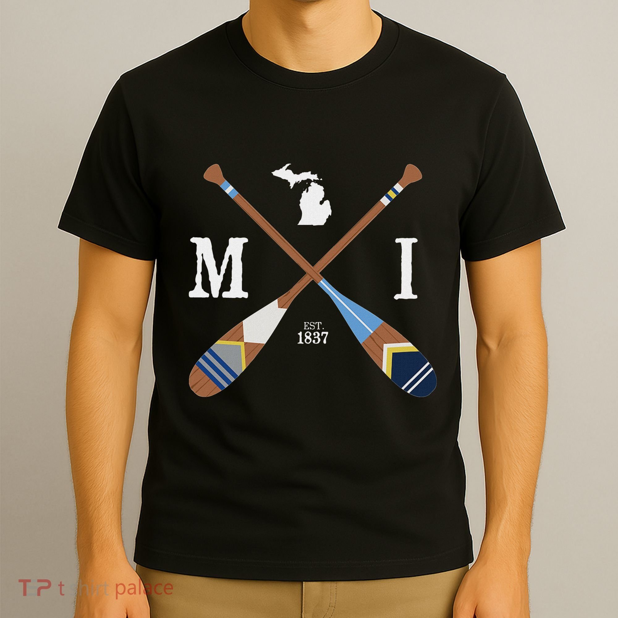 Paddle Mi Michigan Lake Life Painted Oars T-Shirt