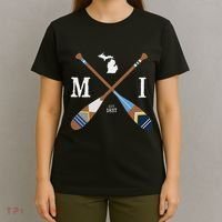 Paddle Mi Michigan Lake Life Painted Oars T-Shirt thumb 4