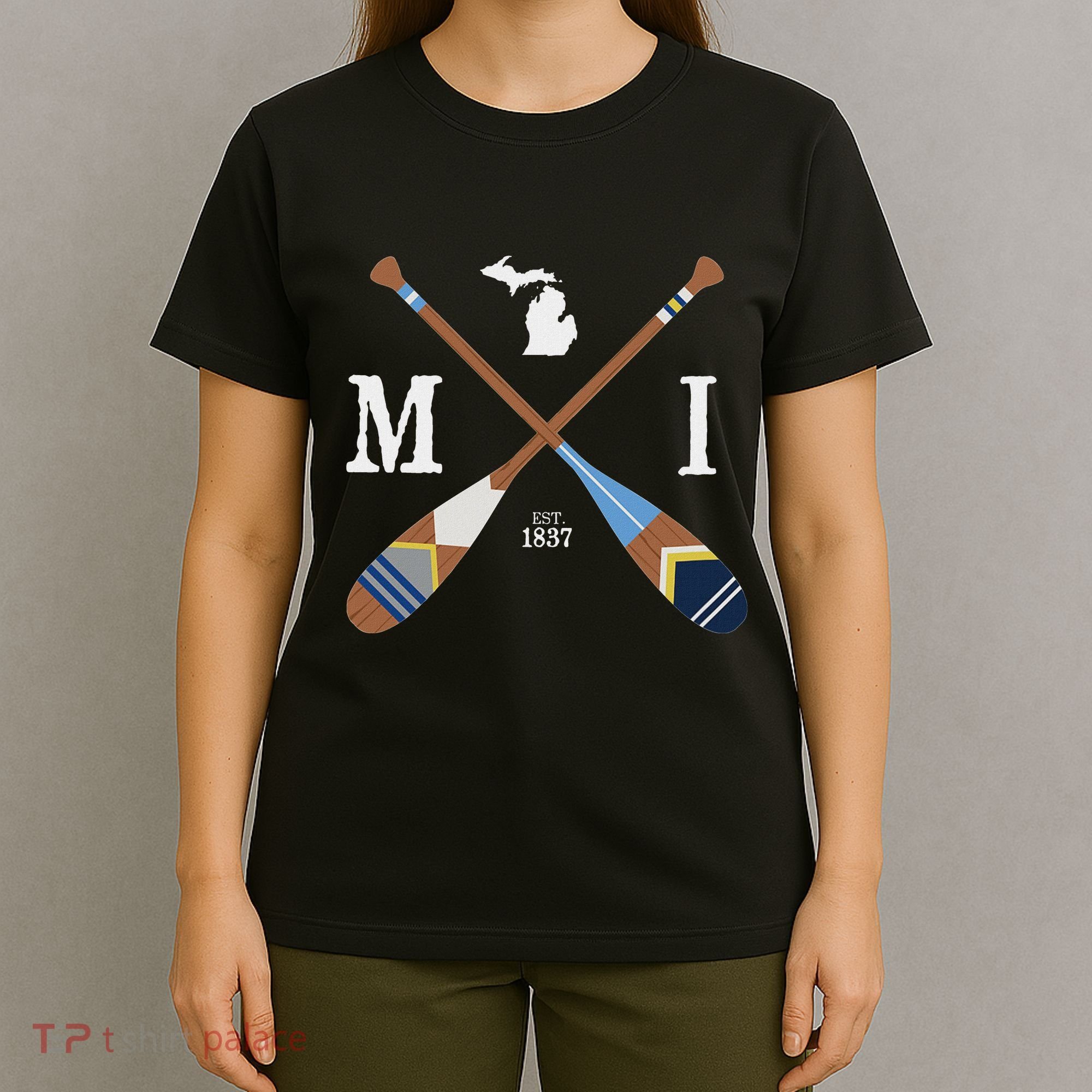 Paddle Mi Michigan Lake Life Painted Oars T-Shirt