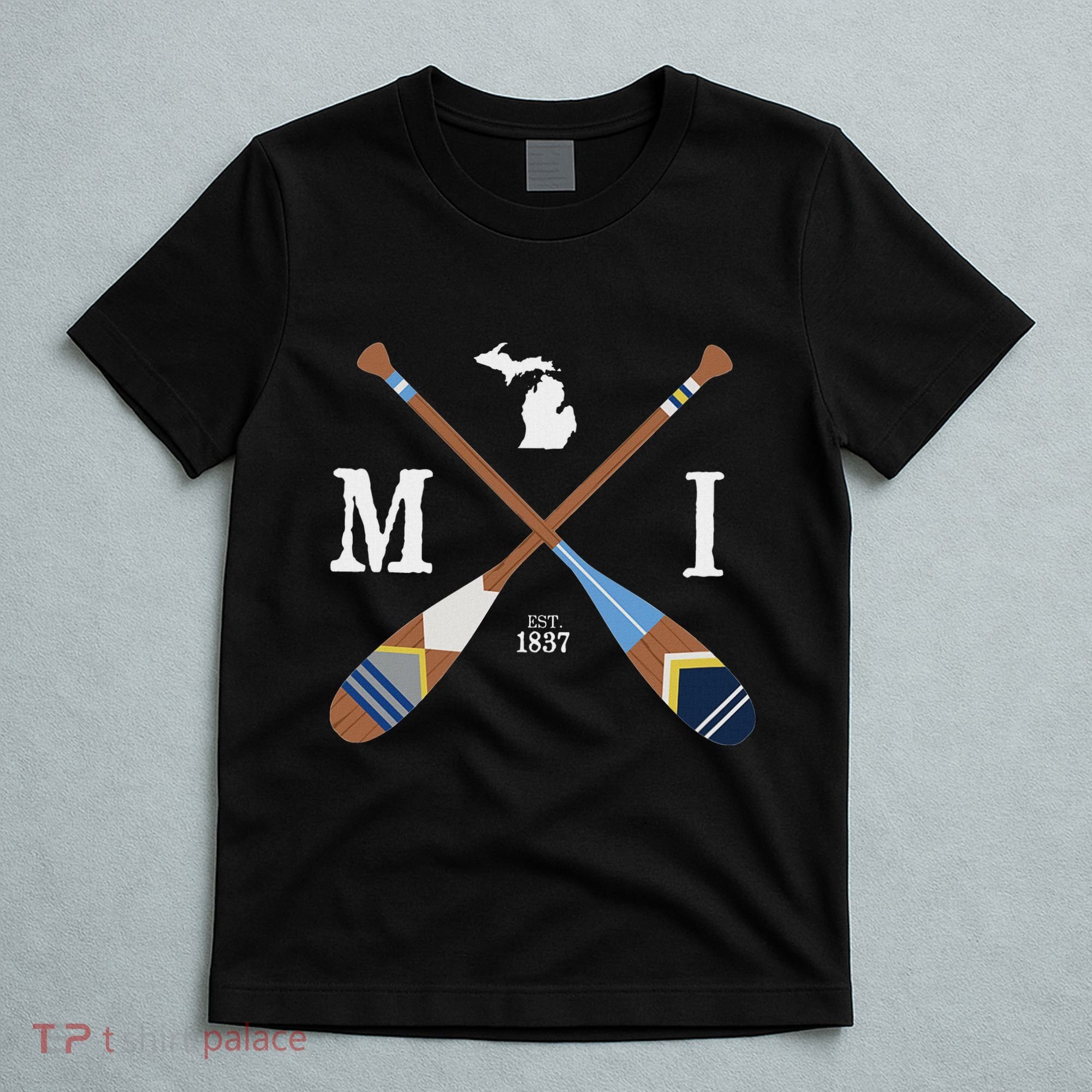 Paddle Mi Michigan Lake Life Painted Oars T-Shirt
